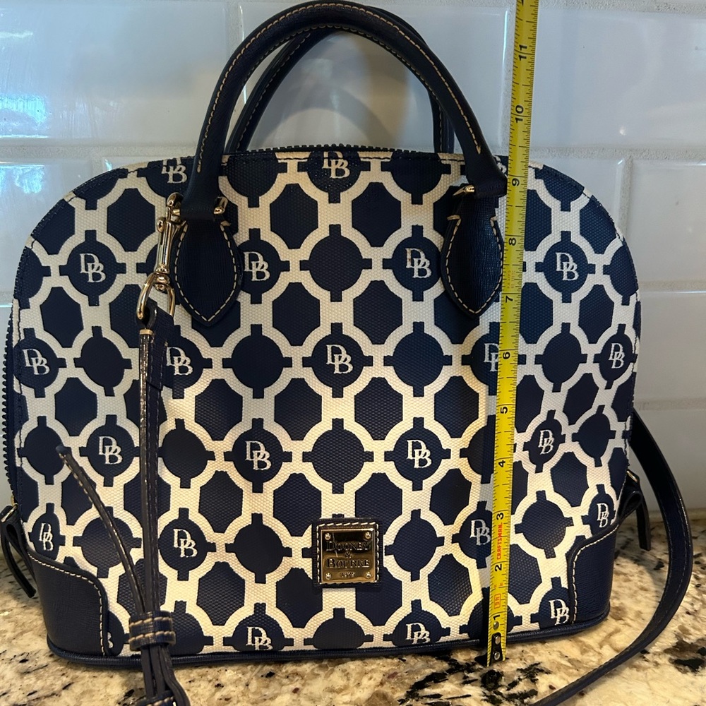 Dooney and Bourke Sanibel lattice dark blue zip satchel bag/purse